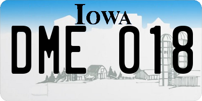 IA license plate DME018