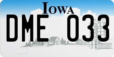 IA license plate DME033