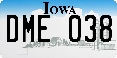 IA license plate DME038