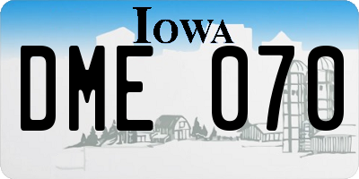 IA license plate DME070