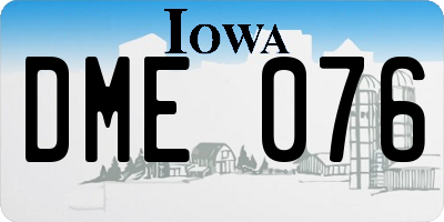 IA license plate DME076