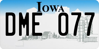 IA license plate DME077