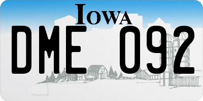 IA license plate DME092