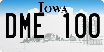 IA license plate DME100