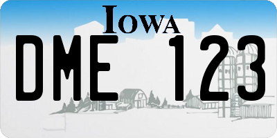 IA license plate DME123