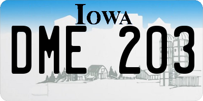 IA license plate DME203