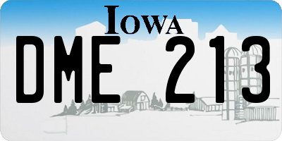 IA license plate DME213
