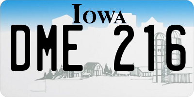 IA license plate DME216