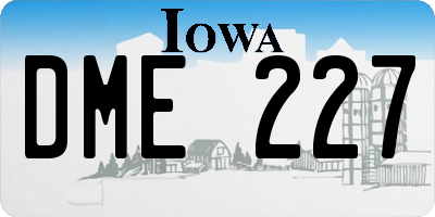IA license plate DME227