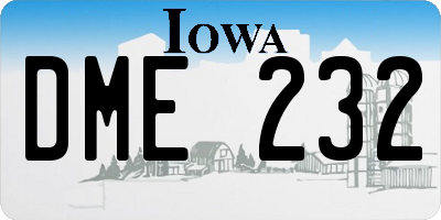 IA license plate DME232