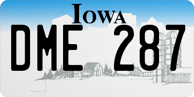 IA license plate DME287