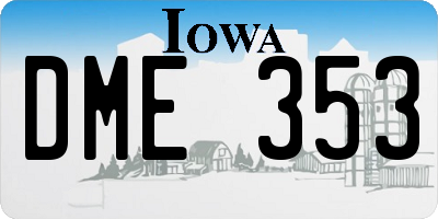IA license plate DME353