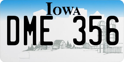 IA license plate DME356