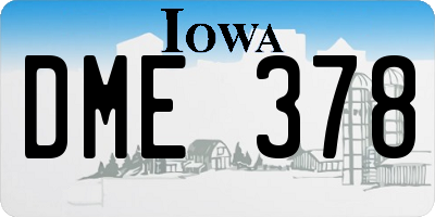 IA license plate DME378