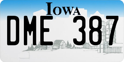 IA license plate DME387