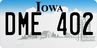 IA license plate DME402