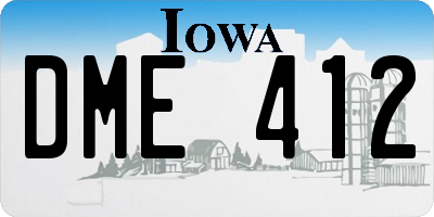 IA license plate DME412