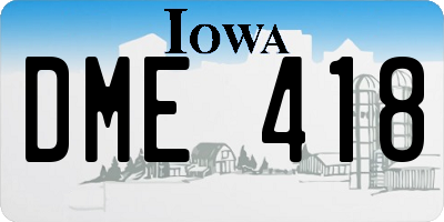 IA license plate DME418