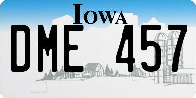 IA license plate DME457