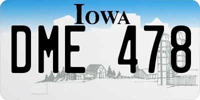 IA license plate DME478