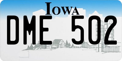 IA license plate DME502