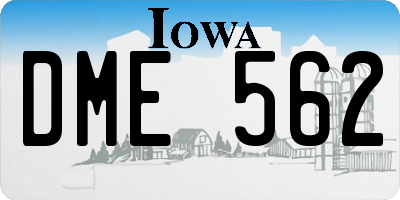 IA license plate DME562