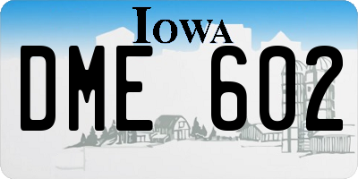 IA license plate DME602
