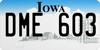 IA license plate DME603