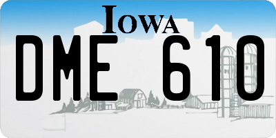 IA license plate DME610