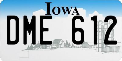 IA license plate DME612