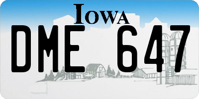 IA license plate DME647