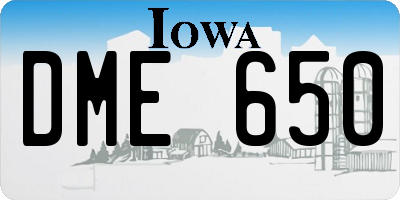 IA license plate DME650