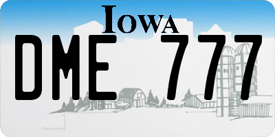 IA license plate DME777