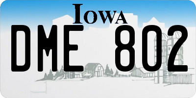 IA license plate DME802