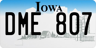 IA license plate DME807