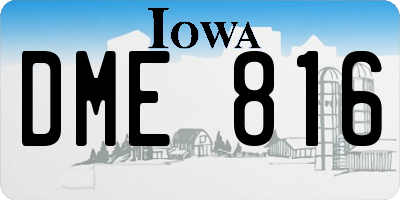 IA license plate DME816