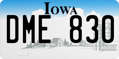 IA license plate DME830