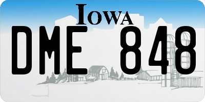 IA license plate DME848