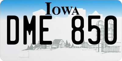 IA license plate DME850