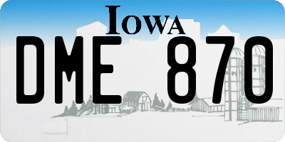 IA license plate DME870