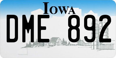 IA license plate DME892