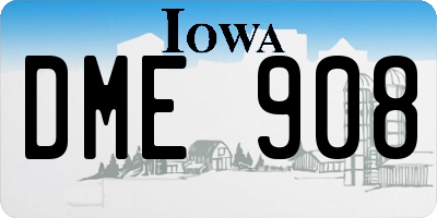 IA license plate DME908