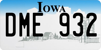 IA license plate DME932