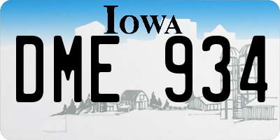 IA license plate DME934