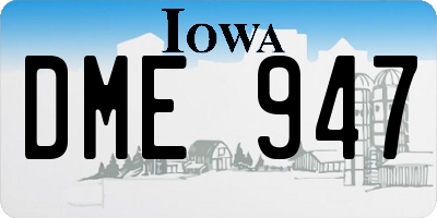 IA license plate DME947