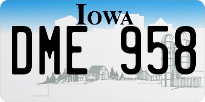 IA license plate DME958