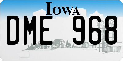 IA license plate DME968