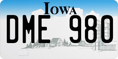 IA license plate DME980