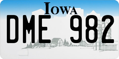 IA license plate DME982