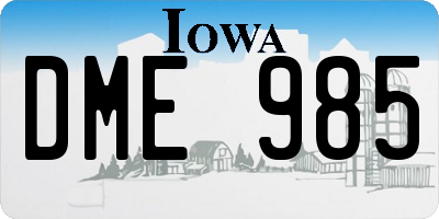 IA license plate DME985